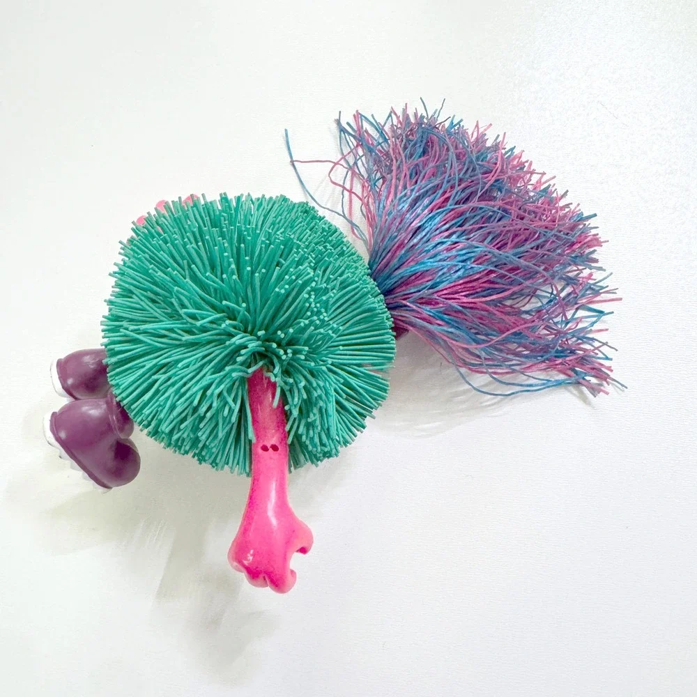 Rare Vintage 90s Odzzon Kooshlings Kids Pink Teal Hair Girl Koosh Lings Bendable